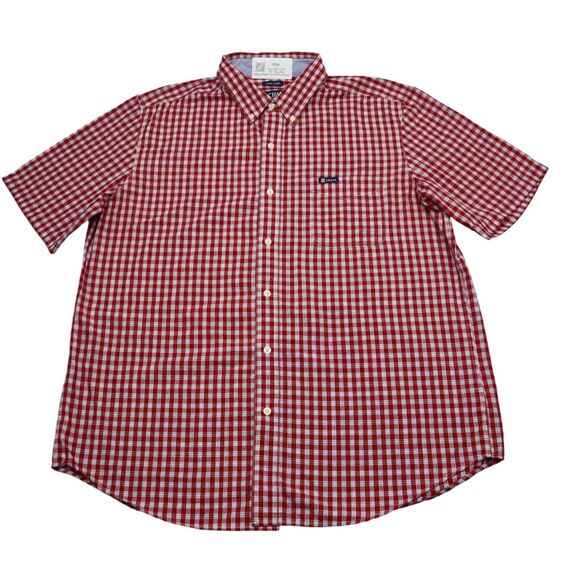 Chaps Shirt Mens XL Red Plaid Easy Care Button Down Short Sleeve Collared Top - Picture 1 of 16